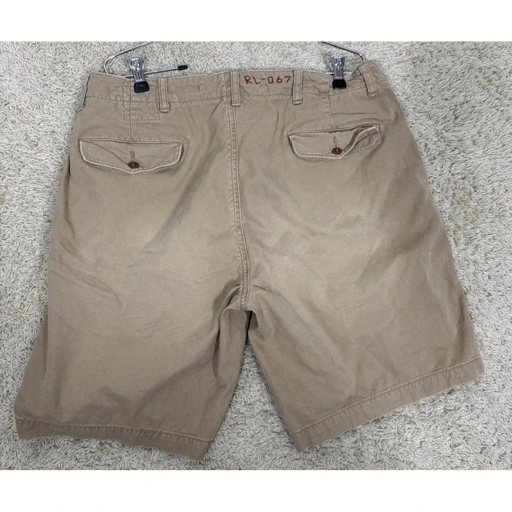 VTG Polo Ralph Lauren Men's‎ Flat Front Chino Shorts Size 34 Embroidered RL 067